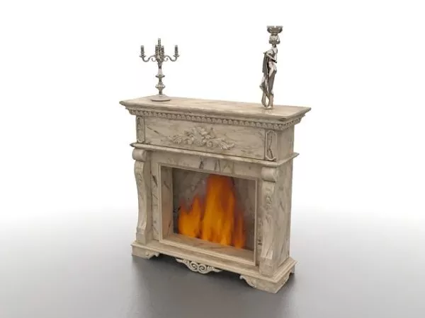 Marble Fireplace With Fire 3d model