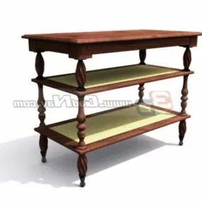 Old Carved Wooden Side Table 3d model