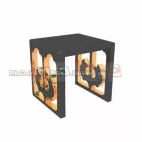 Furniture Antique Hand Carved Stool 3d model