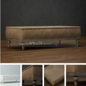Antique Ottoman Footstool Furniture 3d model