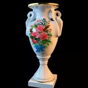 Ancient Porcelain Painted Vase 3d model