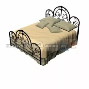 Antique Queen Size Bed 3d model