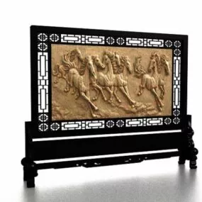 Antique Wooden Room Divider Stand 3d model