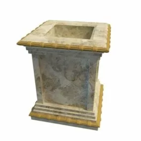 Antique Stone Square Planter 3d model