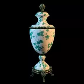 Antique Hand Painted Decorative Vase 3d model