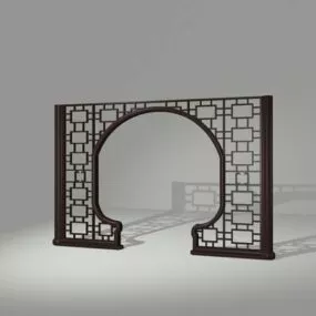 Antique Carved Wooden Room Divider 3d model