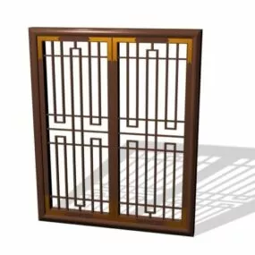 Wooden Antique Design Window 3d model