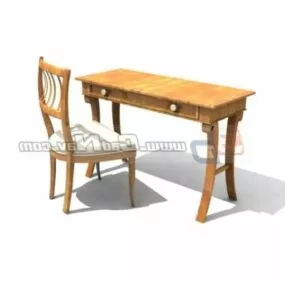 Antique Writing Desk With Chair 3d model