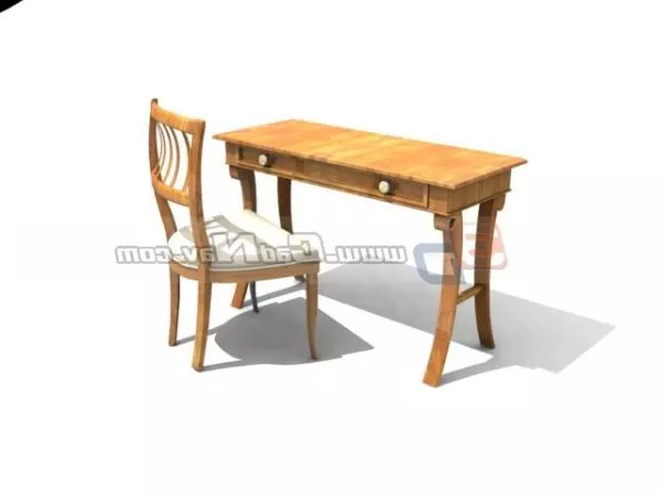 Antique Writing Desk With Chair 3d model Antique Writing Desk With Chair 3d model