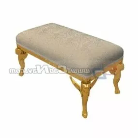 Antique Furniture Wooden Footstool 3d model