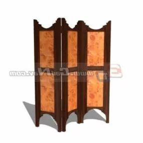 Hotel Room Antique Wooden Screen 3d model