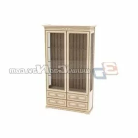 Antique Furniture Simple Wooden Wardrobe 3d model