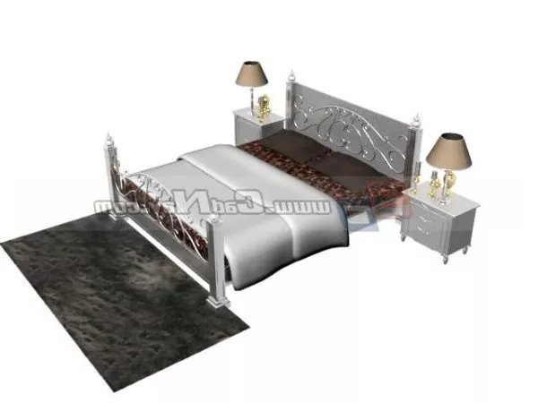 Iron Bed Bedside Cabinet Furniture 3d model Iron Bed Bedside Cabinet Furniture 3d model