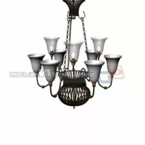 Antique Design Wrought Iron Chandelier 3d model