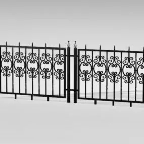 Antique Street Wrought Iron Fence 3d model
