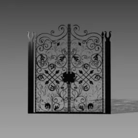 Antique Old Wrought Iron Garden Gate 3d model