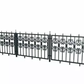 Antique Wrought Iron Garden Railing Fence 3d model
