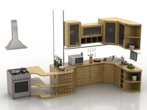 Modern Stainless Steel Kitchen Hood 3d model