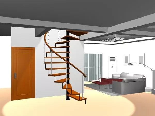Spiral Stair With Iron Rail Decorative 3d model