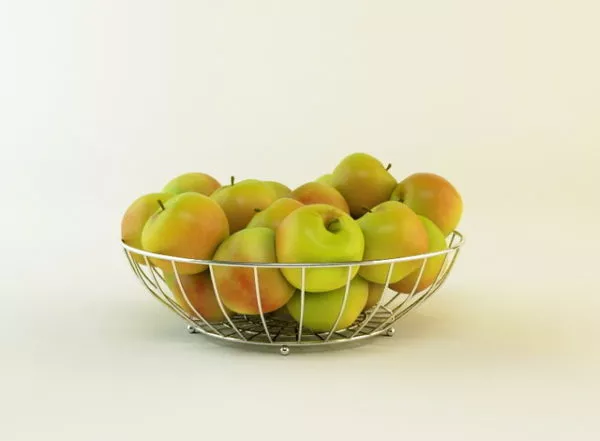 Apples Fruit With Wire Basket 3d model Apples Fruit With Wire Basket 3d model