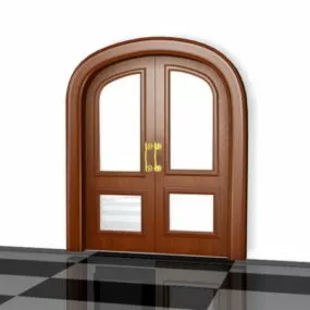 Arched Glazed Home Door 3d model