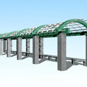 Outdoor Arched Pergola Walkway 3d model