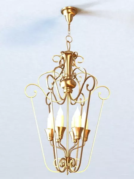 Western Art Deco Brass Chandelier 3d model Western Art Deco Brass Chandelier 3d model