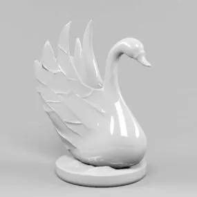 Statue Art Deco Ceramic Swan 3d model