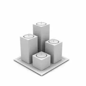 Artistic Candle With Tray 3d model
