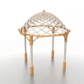 Backyard Wooden Gazebo Pergola 3d model