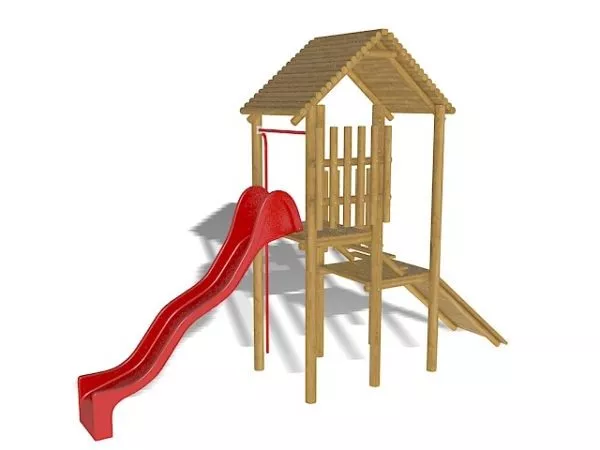 Backyard Wood Playground Slide 3d model Backyard Wood Playground Slide 3d model