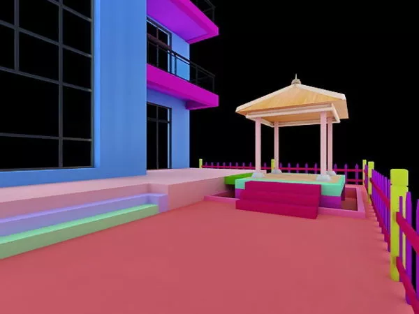 Antique Lattice Balcony With Handrail 3d model