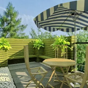 Modern Balcony Green Landscape 3d model