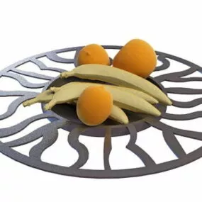 Apple Banana Peach Fruits 3d model
