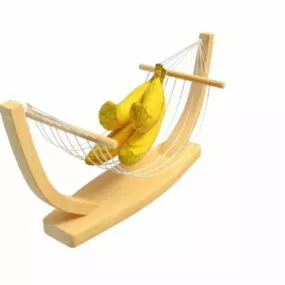 Fruit Banana On Wood Holder 3d model