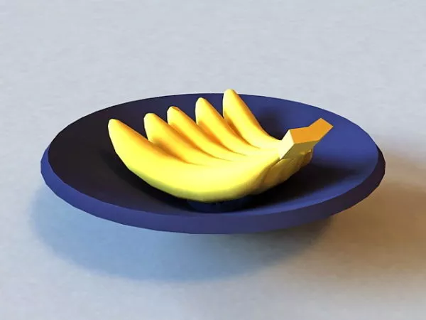 Bananas Fruit On Plate 3d model Bananas Fruit On Plate 3d model