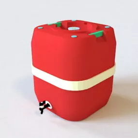 Red Barrel Beverage Dispenser 3d model