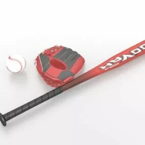 Baseball Sport Bat And Glove 3d model