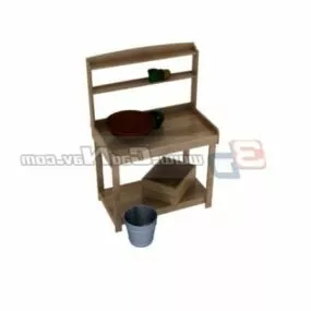 Bathroom Wooden Washstand Furniture 3d model