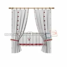 Beautiful Living Room Window Curtain Shade 3d model