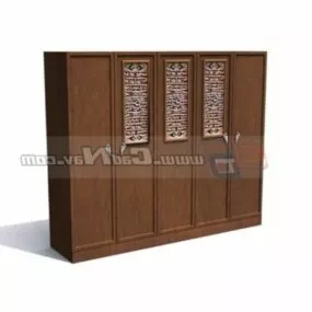 Bedroom Antique Wooden Wardrobe 3d model