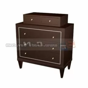 Bedroom Antique Wood Storage Locker 3d model