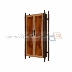 Bedroom Antique Wooden Wardrobe 3d model