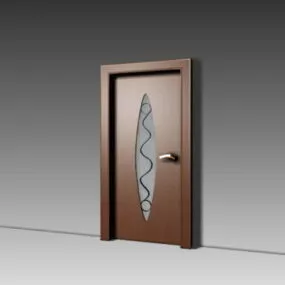 Home Bedroom Wood Door With Glass 3d model