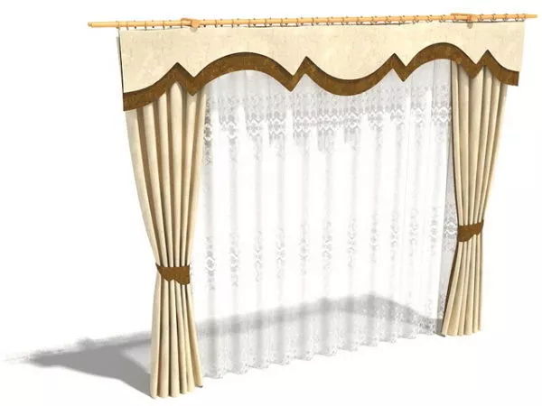 Beige Drapery Design With Valance 3d model Beige Drapery Design With Valance 3d model