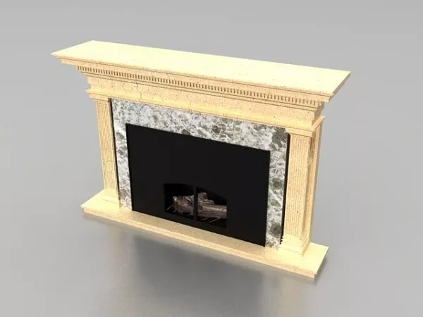 Beige Stone Home Fireplace 3d model Beige Stone Home Fireplace 3d model