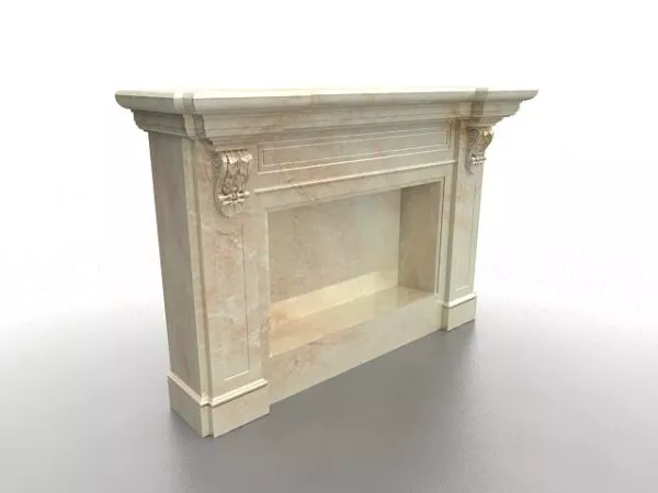 Beige Marble Stone Fireplace 3d model Beige Marble Stone Fireplace 3d model