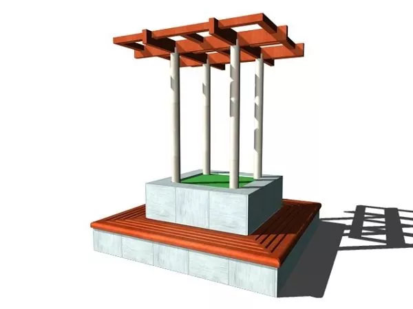 Garden Bench Around Pergola 3d model Garden Bench Around Pergola 3d model