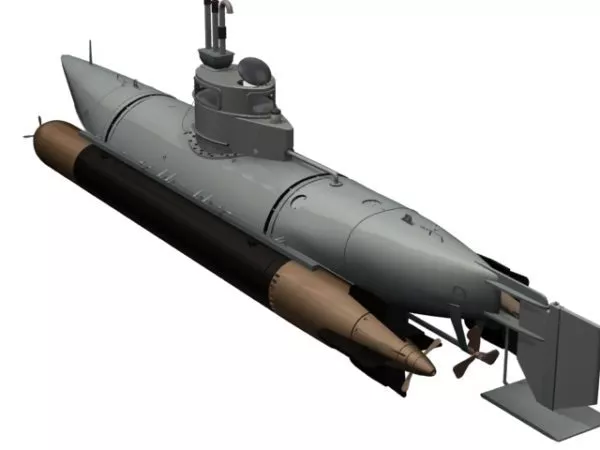 Old Military Submarine 3d model