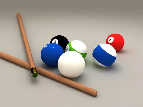 Billiard Balls And Cue 3d model Billiard Balls And Cue 3d model